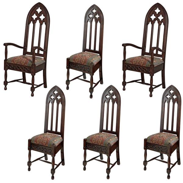 Design Toscano Viollet-le-Duc Gothic Cathedral Chairs: Set AF951320